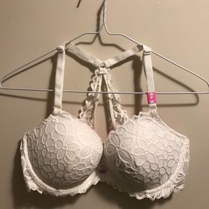 White lace Victoria’s Secret Pink bra
